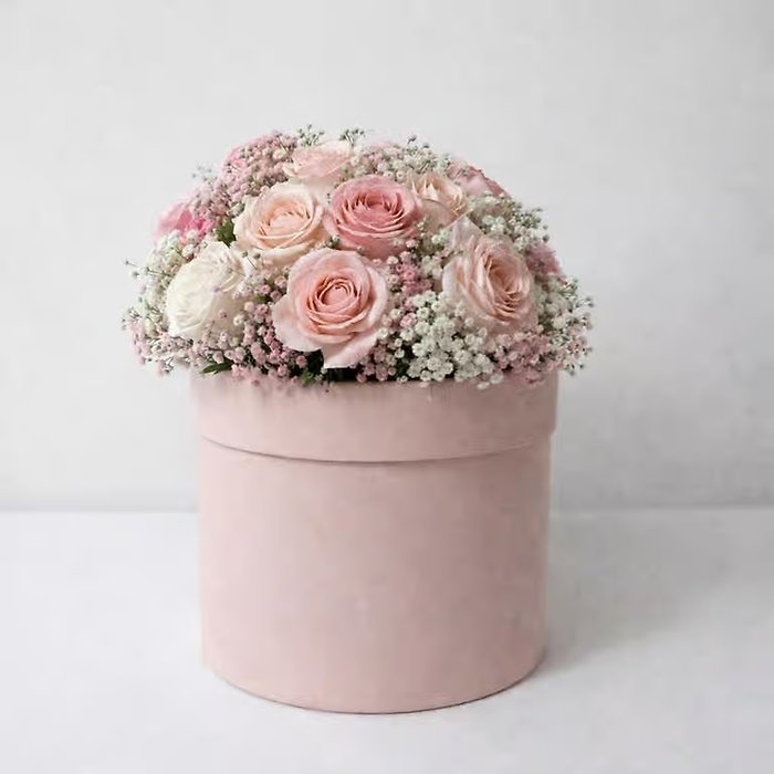 Blush Elegance Rose Hat Box