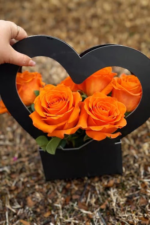 Premium Heart Shape Box of Orange Roses