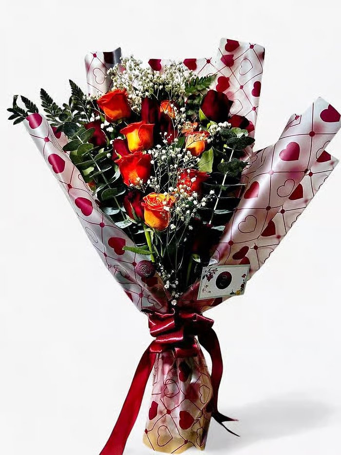 Red and Orange Roses Bouquet