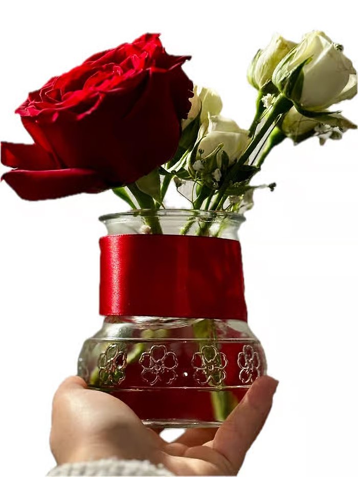 Mini Crystal Vase with a silk ribbon