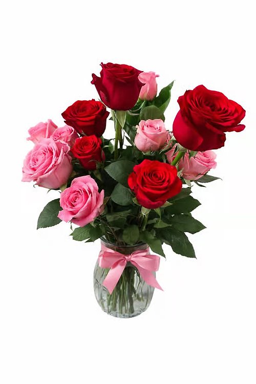 Red & Pink Rose Vase