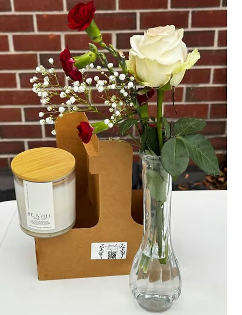 Candle & Roses in a Bag