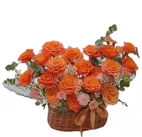 Basket of Orange Roses