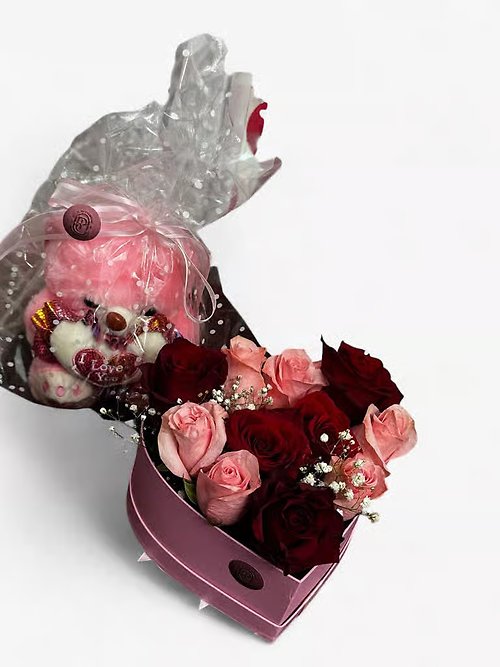 Premium Heart Shape Box and Teddy Bear